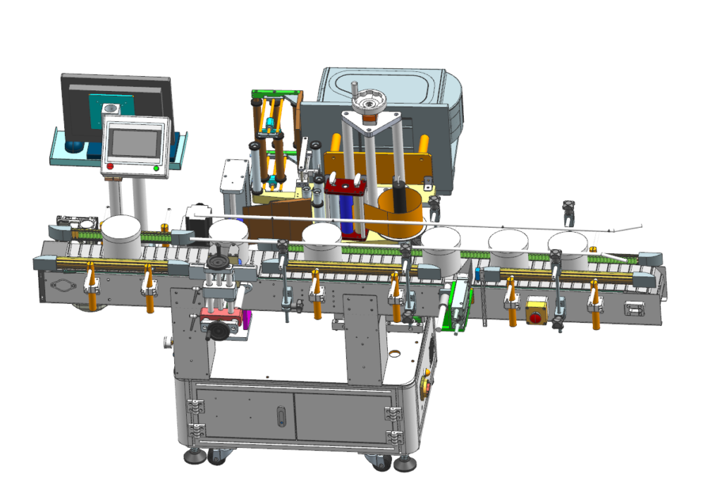 Plastic bucket labeling machine