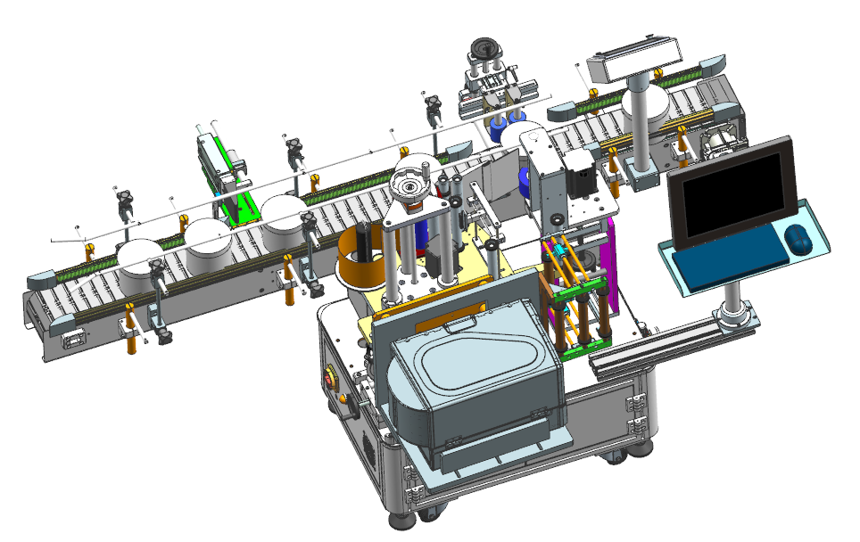 Plastic bucket labeling machine