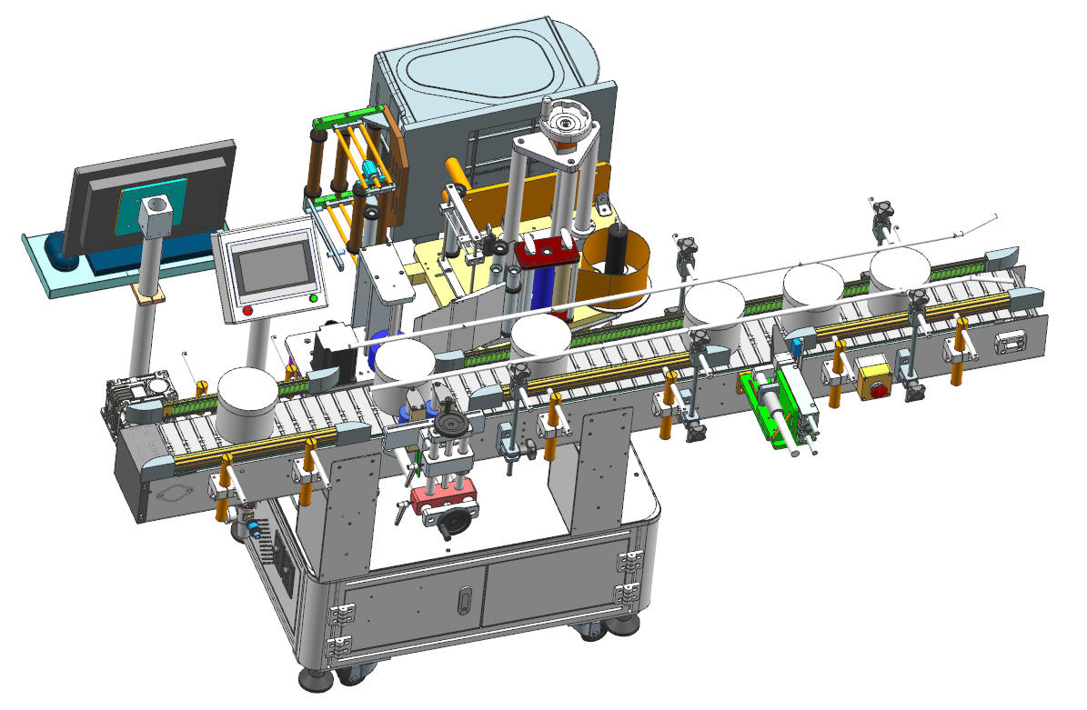 Plastic bucket labeling machine